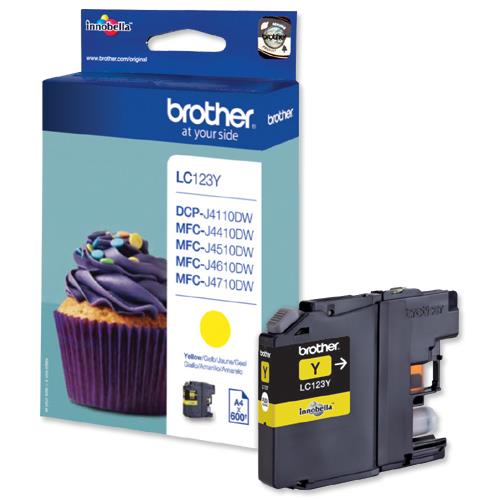 Brother LC123Y (Prentar: 600 síður) gult blekhylki