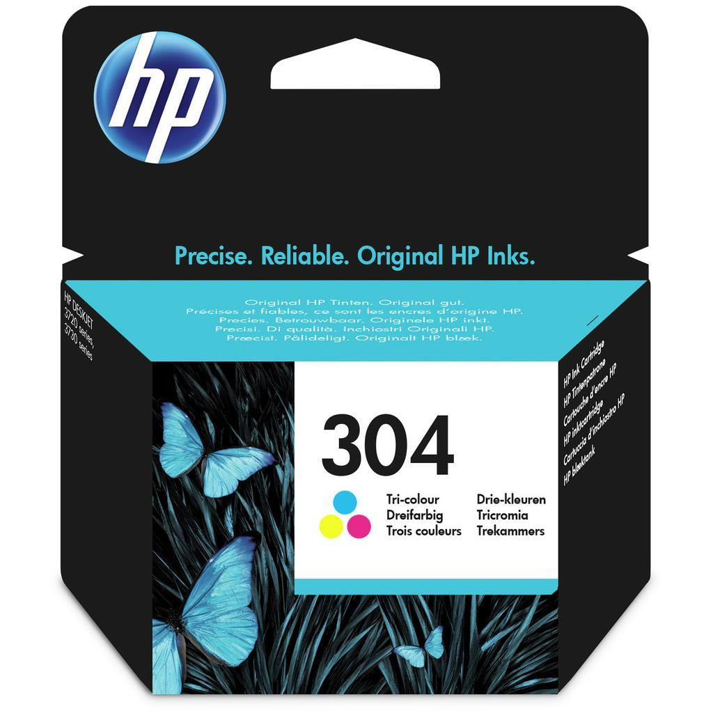 HP 304 (Prentar: 100 síður) blátt/rautt/gult blekhylki