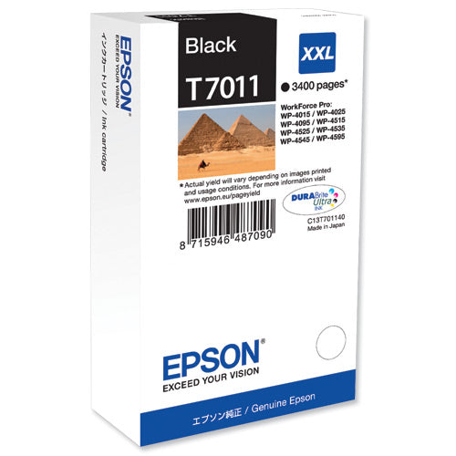 Epson Pyramid T7011 XXL (Prentar: 3,400 síður) XL svart blekhylki