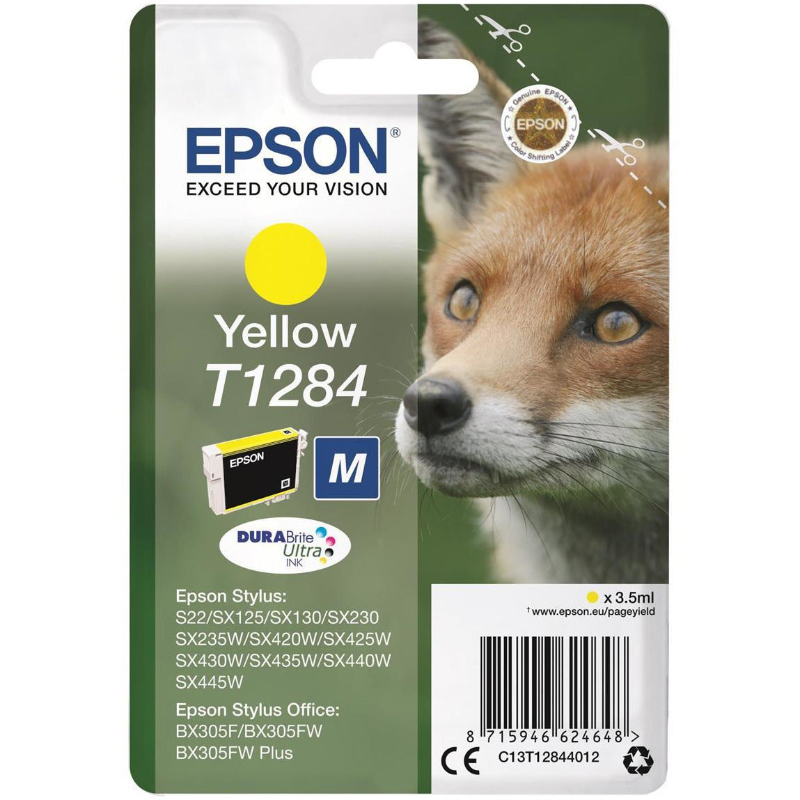 Epson Fox T1284 (3.5ml) DURABrite Ultra blekhylki (gult)