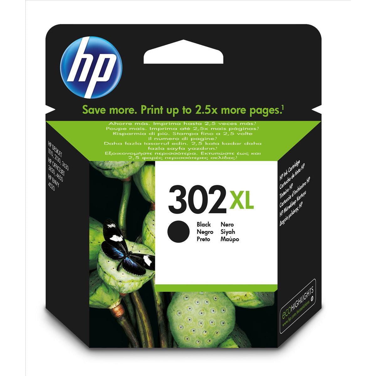 HP F6U68AE 302XL svart Ink 9ml