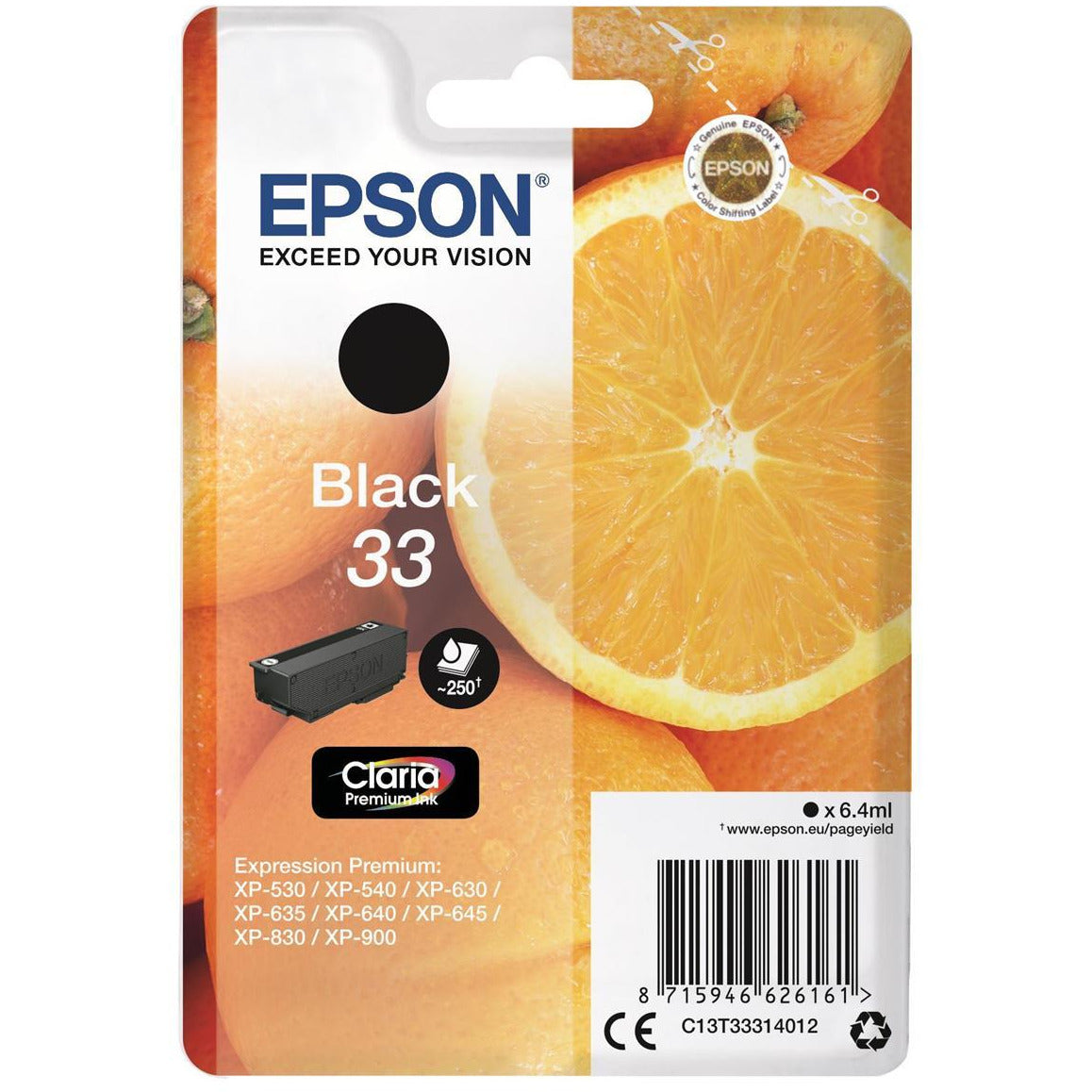 Epson Oranges 33 (Prentar 250 síður) Claria Premium blekhylki (svart)