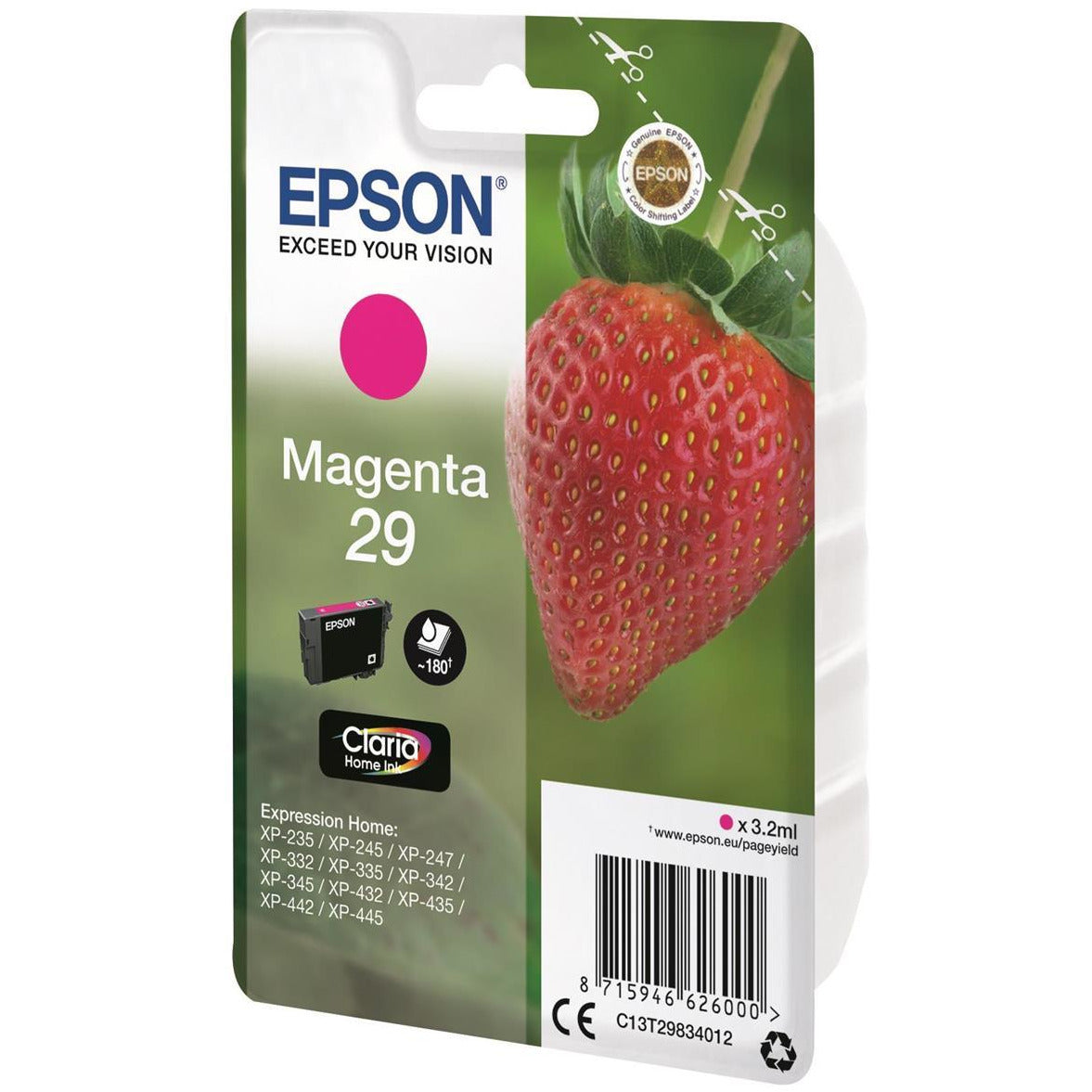 Epson Strawberry 29 (Prentar 175 síður) Claria Home blekhylki (rautt)