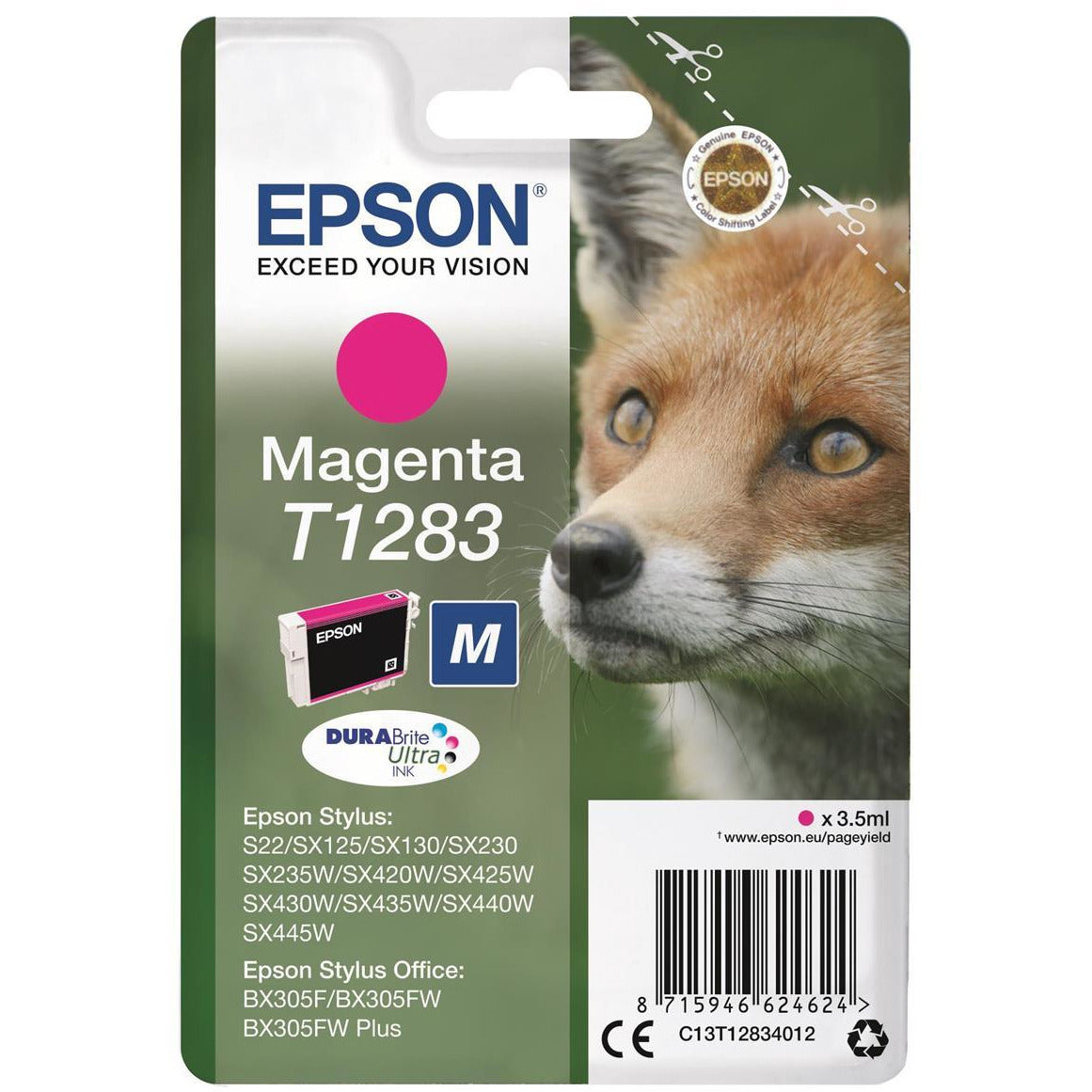 Epson Fox T1283 (3.5ml) DURABrite Ultra blekhylki (rautt)