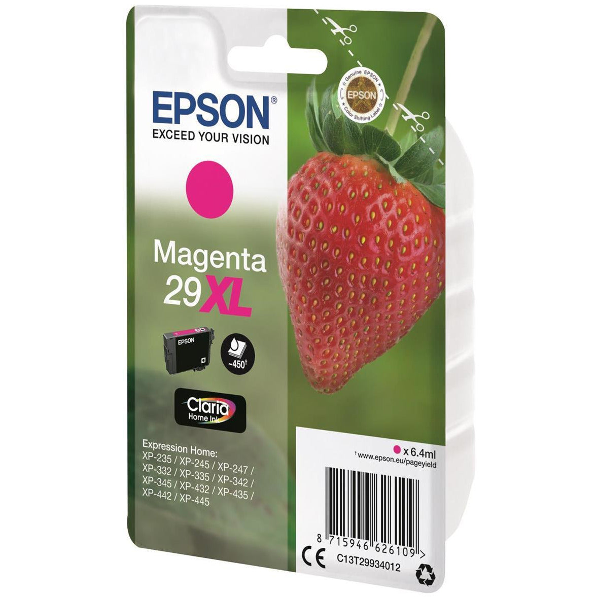 Epson Strawberry 29XL (Prentar 450 síður) Claria Home blekhylki (rautt)