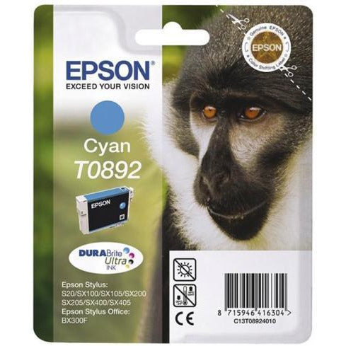 Epson Monkey T0892 (Prentar: 185 síður) blátt blekhylki