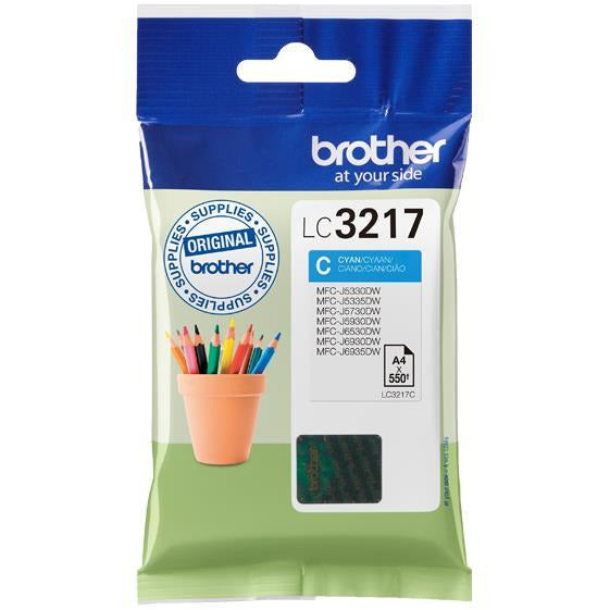 Brother LC3217C (Prentar: 550 síður) blekhylki (blátt)